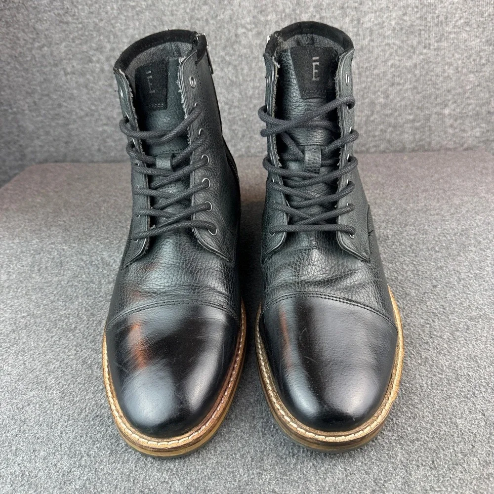 Crevo Demarcon Black Leather Cap Toe Lace Up Boots Mens Size 10